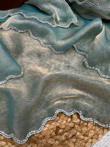 Colección de Saris de Seda Lichi Pura de Alta Calidad con Diseño de Diamantes Jarkhan, Tendencia, Mejor Precio, Ropa de Fiesta, Moda India Fatema - Product Image 6