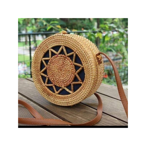 Bolso de mimbre redondo tejido a mano, estilo Tropical de playa, bolso de mano de alta calidad de ratán, hecho en Vietnam, hecho a buen precio, para el comprador 99GD - Product Image 5