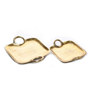 Plateau de service rectangulaire en aluminium plaqué cuivre martelé à la main avec poignées, élégant plateau décoratif en métal pour la cuisine - Product Image 5