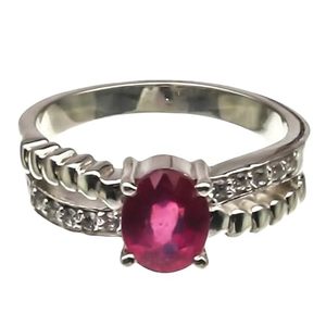 Bague femme rubis naturel et pierre précieuse CZ juillet pierre de naissance fiançailles mariée anniversaire bijoux faits à la main 925 bague en argent Sterling - Product Image 1