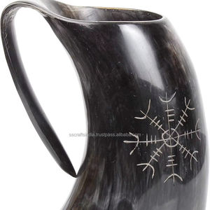 Tasse en corne naturelle fabriquée à la main Eco Friendly Viking Tankard pour Ale Mead Beer Cold Brew Rustic Drinkware Bulk Supply - Product Image 1