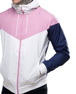 Veste coupe-vent longue et fine à capuche patchwork personnalisée pour hommes Streetwear surdimensionné avec fermeture éclair Service OEM Coupe-vent - Product Image 2