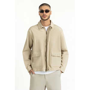 Vestes décontractées vintage d'automne à col montant, fermeture éclair, revêtement imperméable, polyester teint MN-JKT-WS25-051 Coupe régulière - Product Image 4