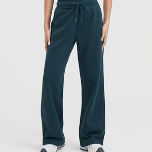 Pantalons de survêtement Fondation pour femmes personnalisé bleu pétrole éponge polaire jambe droite Joggers en gros pantalons et pantalons pour femmes - Product Image 1