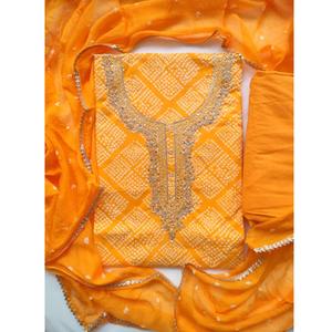 Conjunto de 3 Piezas de Traje de Verano Elegante y Moderno con Estampado Amarillo Bordado, Estilo Indio Pakistaní, de Algodón Lawn, para Fiestas - Product Image 4