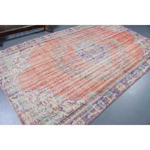 Tapis vintage 5,8 x 9,5 pieds, tapis turc en laine rouge abstrait - Product Image 2