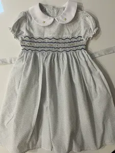 Handmade Smocked Soft Linen <b>Dress</b> for Baby Girls Casual Style for Toddler's <b>First</b> <b>Birthday</b> - Product Image 1