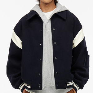Chaqueta de invierno de alta calidad de cuero logotipo personalizado bordado Chenille parche Varsity Letterman estilo para hombres moda - Product Image 4