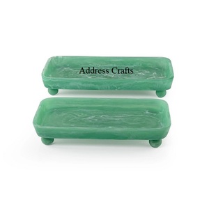 Elegante plato de resina hecho a mano con textura de mármol, plato de ensalada, bandeja para servir utilizada en el hogar, bandeja de Chocolates de resina de remolino blanco - Product Image 3