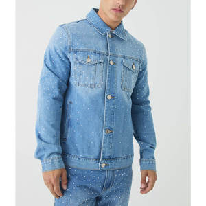 Veste denim d'hiver personnalisée pour hommes 100% manteau en denim délavé en coton avec logo embelli veste d'extérieur à la mode de haute qualité - Product Image 4