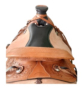 Juego de sillas de caballo de cuero genuino de calidad superior para resistencia occidental y carreras inglesas con tachuela elegante - Product Image 3