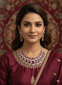 Conjunto de collar y pendientes de cristal rojo imperial para tu día especial - Product Image 3