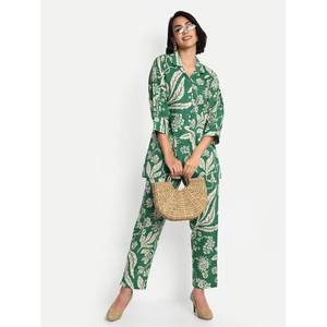 Conjunto de pantalones elegantes informales con estampado floral para mujer, pantalones potentes personalizados, conjunto Formal de 2 piezas de estilo occidental para ropa de vacaciones - Product Image 1