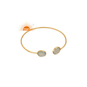 Vente chaude Sterling Sliver 18K Plaqué Or Naturel Aqua Calcédoine Pierres Précieuses Fabricant De Bijoux Personnalisé - Product Image 1