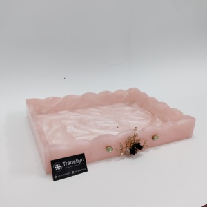 Bandeja decorativa para servir artesanal de resina epoxi decorativa con asas de madera y resina para uso doméstico y restaurante para alimentos - Product Image 6