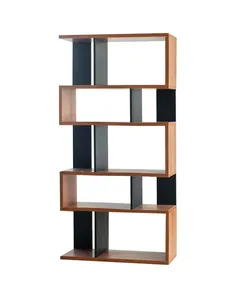 Wooden and Metal Thick Board 5-layer <b>Book</b> Storage <b>Display</b> Bookcase for Living Room - Product Image 1