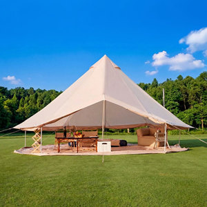 Tente cloche 4 saisons 13,1 pieds, tente yourte de glamping imperméable beige avec cheminée, convient à 8 personnes, tente de camping familiale pour l'extérieur - Product Image 4