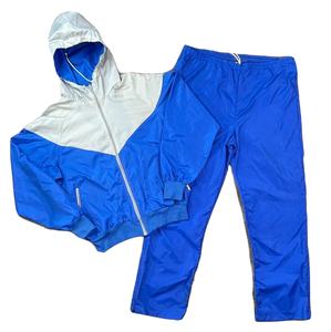 Ensemble de survêtement vintage unisexe deux pièces 2026 – Veste et pantalon coupe-vent bleu-gris avec doublure en maille, séchage rapide et respirant - Product Image 1