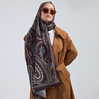 Écharpe Pashmina pour femme adulte, motif ethnique vintage Paisley baroque, finition mate, toucher doux, ourlet machine, 70x190cm, légère