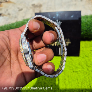 Totalmente pavimentado VVS Moissanite automático Hip Hop reloj de dos tonos oro plata octogonal bisel Pave Dial reloj de lujo para hombre - Product Image 5