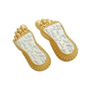 Élégant Paduka en laiton Lakshmi pour le temple domestique, le mandir, le bureau de puja, les rituels de prospérité, les festivals religieux et spirituels - Product Image 1