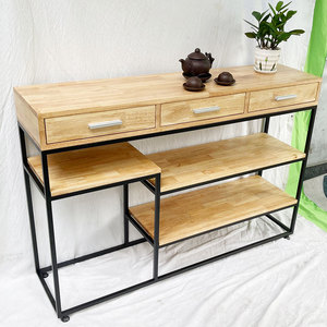 Contemporary Industrial Luxury Accent <b>Console</b> <b>Table</b> with Wooden Top and Iron Frame-CST039 - Product Image 4