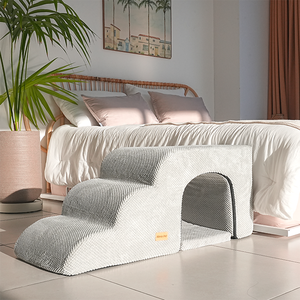 [AllmioPet] Escalera Interior para Mascotas Estilo Cueva, 3 Escalones, Gris, AMP C3 GR, 3 en 1, Escalones Suaves para Perros, Gatos, Cachorros, Gatitos y Mascotas Mayores, para Muebles - Product Image 4