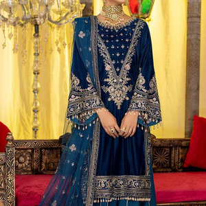 Magnifique créateur de broderie sur KURTA avec robe GHARARA embellissant les perles de verre en cristal, DABKA pour le travail de fête @ 2023 - Product Image 1