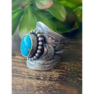 Boyd J Ashley Kingman Turquoise & Sterling <b>Silver</b> <b>Statement</b> <b>Ring</b> Bezel Setting Size 14.75 for Everyday Wear - Product Image 4