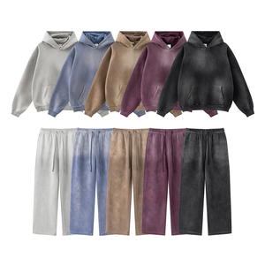 Pull à capuche grande taille pour hommes, délavé au soleil, lavé à l'acide, de haute qualité avec capuche, épaules tombantes et style uni - Product Image 1