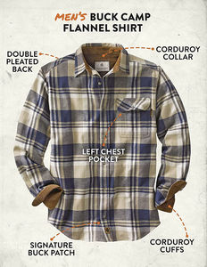 <b>Mens</b> flannel <b>shirt</b> with chest pockets and contrasting <b>corduroy</b> lining in blue and beige plaid pattern - Product Image 3