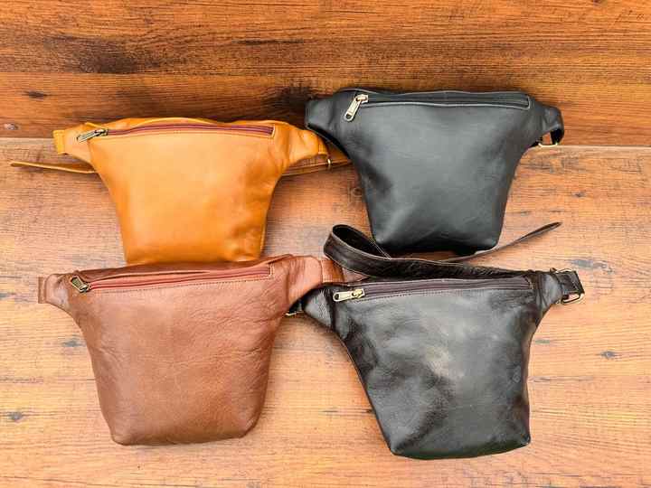 Handmade Full Grain Crunch Leather Waist Bag Genuine Leather Travel Pouch Premium Quality Adjustable Strap Fanny Pack for Unisex