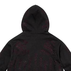 Nueva Sudadera con capucha personalizada con diamantes de imitación para hombre, sudadera con capucha de corte y costura de algodón 100% de peso pesado, Sudadera con capucha con estampado brillante, estilo Rockstar - Product Image 4