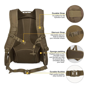 Sac à dos tactique de haute qualité pour les aventures en plein air avec logo personnalisé impression compartiments spacieux et fermetures éclair sécurisées - Product Image 3