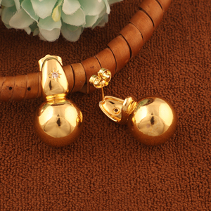 Pendientes de tuerca chapados en oro para mujer, pendientes irregulares pequeños de bola redonda, colgantes de latón, pendientes de empuje hacia atrás, zirconia cúbica de diseñador - Product Image 3