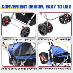 Cochecito portátil para mascotas con diseño de lujo, estructura de acero de 4 ruedas para todas las estaciones, hecho en Vietnam, para uso en automóviles y animales - Product Image 4