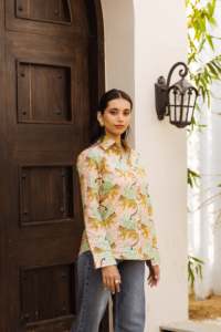 Blusa Elegante de Algodón para Mujer, Diseño Indio, Estampada a Mano, para Oficina, Ropa de Trabajo Informal, Estampada - Product Image 2