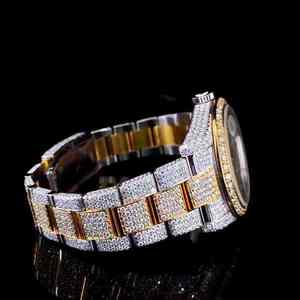 Montre analogique mécanique de luxe moderne en acier inoxydable, entièrement sertie de moissanite, détails haut de gamme, élégance au quotidien - Product Image 3