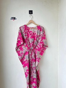 Caftan en coton Caftan floral indien Caftan long Robe pour maman Vêtements de nuit pour la plage Caftan indien long Maxi Robe cadeau - Product Image 5