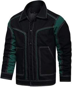 แจ็กเก็ตผ้าใบผ้าฝ้ายทรงหลวมของผู้ชายรุ่นบล็อกสีขนาดใหญ่สำหรับฤดูใบไม้ผลิ - Product Image 1