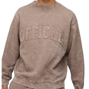 Vente en gros 100% coton sweats à col rond logo personnalisé sweats surdimensionnés unisexe brodé goutte épaule - Product Image 1