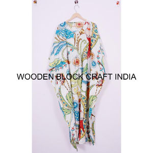 ชุดนอนฤดูร้อน ชุดคลุมสไตล์โอเรียนทัล ชุดบิกินี่สำหรับเทศกาล ชุดชายหาด ลายพิมพ์นกสวยงาม ผ้าฝ้ายแท้ ชุดคาฟทัน ชุดเดรสยาว น้ำหนักเบา - Product Image 5