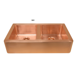 อ่างล้างจานทองแดงชามคู่หน้าผ้ากันเปื้อนสำหรับห้องครัว - Product Image 1