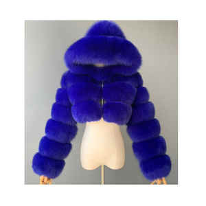 Women's Fashion Hoodedwinter Cropped <b>Long</b>-sleeved Multicolor Faux Fur <b>Coat</b> Puffer Jacket <b>for</b> Women - Product Image 5