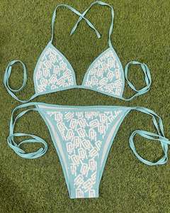 Conjunto de bikini de cintura alta para mujer Push Up Traje de baño de dos piezas Conjunto de bikini de mujer estampado transpirable personalizado - Product Image 1