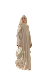 Abaya Tradicional Musulmana para Mujer 2025, Abaya Cerrada con Hijab, Abaya Tradicional Sólida con Talla y Color Personalizados - Product Image 3
