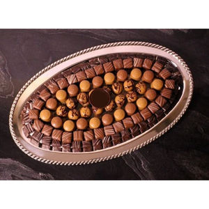 Bandeja de servicio de chocolate de metal dorado de diseño exclusivo Bandeja de presentación de servicio de chocolate para fiestas y otros eventos Uso - Product Image 1