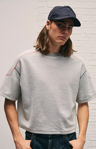 T-shirt coupe boxy à l'envers en éponge à point inversé avec coutures exposées Streetwear 100% coton T-shirts à logo personnalisé lourd de qualité supérieure - Product Image 2