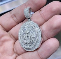 Pendentif personnalisé en argent sterling 925 plaqué or avec lettre Allah, diamant Moissanite VVS, style hip-hop glacé, collier tendance pour homme, idéal pour les fêtes