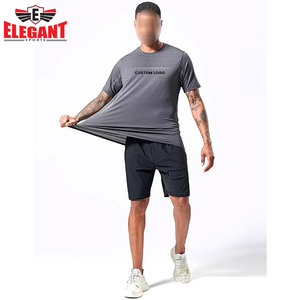 เสื้อยืดคอกลมแห้งเร็วสำหรับผู้ชายเสื้อยืดกีฬาแขนครึ่งแขนสำหรับใส่กลางแจ้งวิ่งออกกำลังกายในยิม - Product Image 3